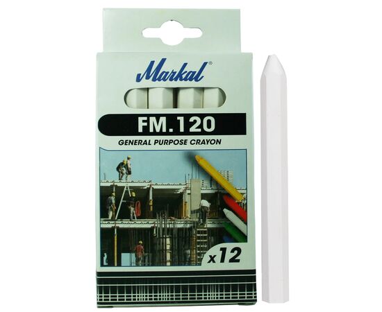 Мелок восковой Markal FM.120 Industrial Crayon [M44010100] (белый, от -20°С до +50°С, 120x11 мм) фотография 1
