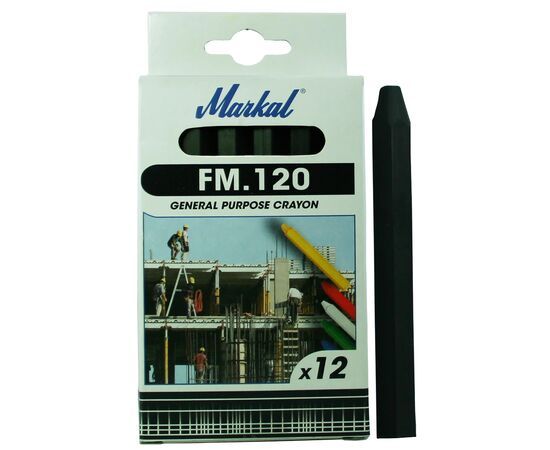 Мелок восковой Markal FM.120 Industrial Crayon [M44010600] (черный, от -20°С до +50°С, 120x11 мм) фотография 1