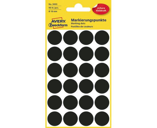 Самоклеящиеся этикетки-точки [3003] (черные, Ø18 мм) фотография 1