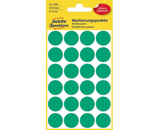 Самоклеящиеся этикетки-точки [3006] (зеленые, Ø18 мм) фотография 1
