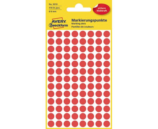 Самоклеящиеся этикетки-точки [3010] (красные, Ø8 мм) фотография 1