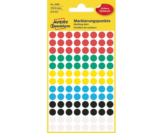 Самоклеящиеся этикетки-точки [3090] (разноцветные, Ø8 мм) фотография 1