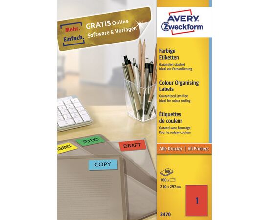 Самоклеящиеся этикетки [3470] (красные, 210x297 мм) фотография 3