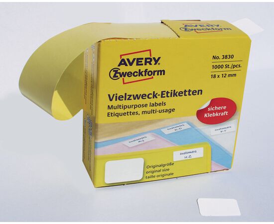 Самоклеящиеся этикетки [3830] в диспенсере для оформления от руки (белые, 18х12 мм) фотография 5