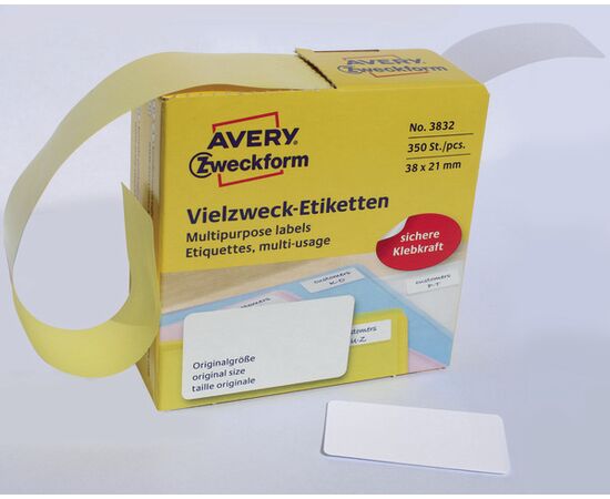 Самоклеящиеся этикетки [3832] в диспенсере для оформления от руки (белые, 38х21 мм) фотография 5