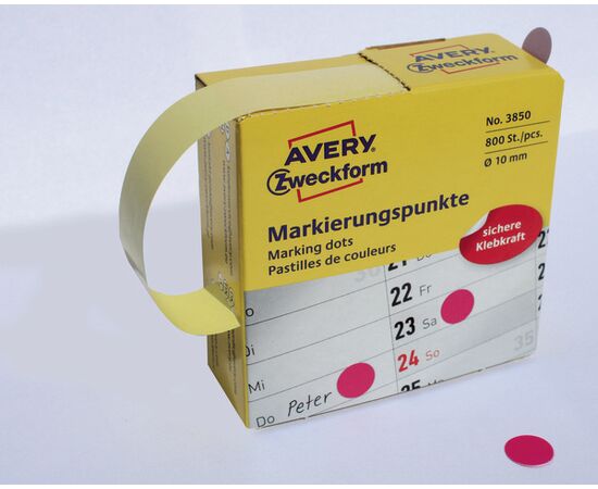 Самоклеящиеся этикетки-точки [3850] в диспенсере (красные, Ø10 мм ) фотография 6