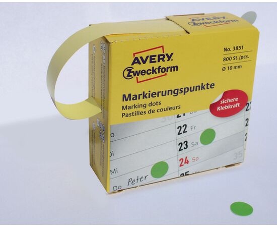 Самоклеящиеся этикетки-точки [3851] в диспенсере (зеленые, Ø10 мм ) фотография 6