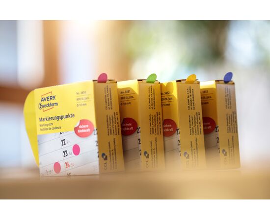 Самоклеящиеся этикетки-точки [3852] в диспенсере (желтые, Ø10 мм ) фотография 6