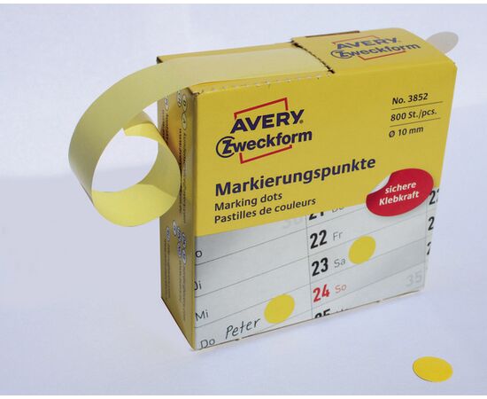 Самоклеящиеся этикетки-точки [3852] в диспенсере (желтые, Ø10 мм ) фотография 5