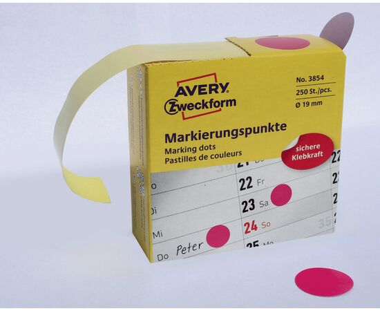 Самоклеящиеся этикетки-точки [3854] в диспенсере (красные, Ø19 мм ) фотография 4