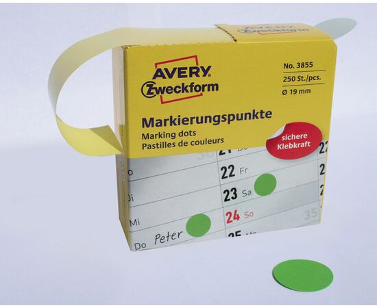 Самоклеящиеся этикетки-точки [3855] в диспенсере (зеленые, Ø19 мм ) фотография 5