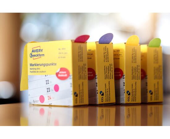 Самоклеящиеся этикетки-точки [3856] в диспенсере (желтые, Ø19 мм ) фотография 4