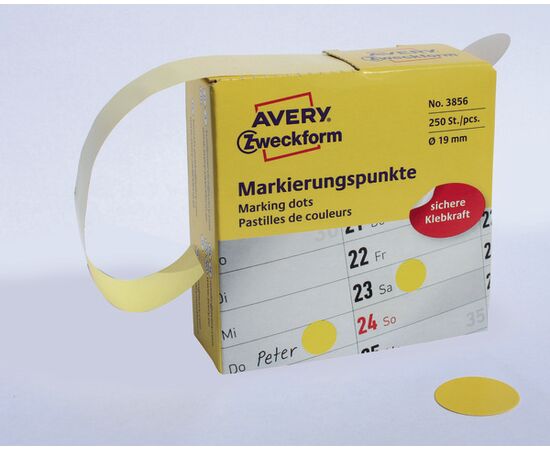Самоклеящиеся этикетки-точки [3856] в диспенсере (желтые, Ø19 мм ) фотография 3