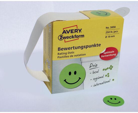 Самоклеящиеся этикетки-точки [3858] «веселый смайлик» в диспенсере (зеленые, Ø19 мм ) фотография 8