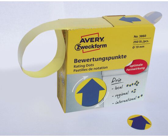 Самоклеящиеся этикетки-точки [3860] «стрелка» в диспенсере (синие, Ø19 мм ) фотография 6