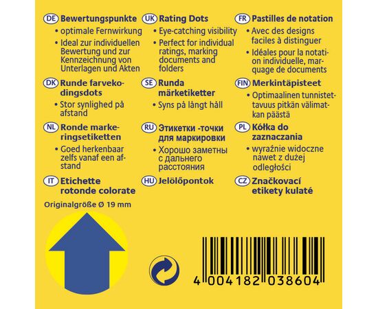 Самоклеящиеся этикетки-точки [3860] «стрелка» в диспенсере (синие, Ø19 мм ) фотография 2