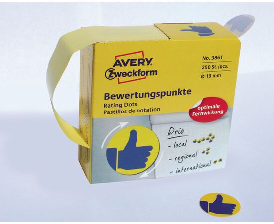 Самоклеящиеся этикетки-точки [3861] «отлично» в диспенсере (синие, Ø19 мм ) фотография 6