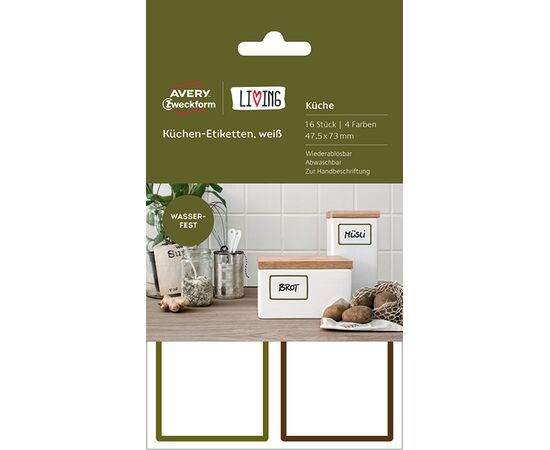 Самоклеящиеся удаляемые этикетки Living [62002] для кухни (белые, 45.7х73 мм) фотография 4