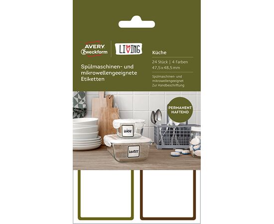 Самоклеящиеся этикетки Living [62004] для СВЧ посуды и посудомоечных машин (47.5x48.5 мм) фотография 4