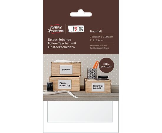 Самоклеящиеся карманы Living [62015] с вкладышем (белые, 105x76 мм) фотография 4