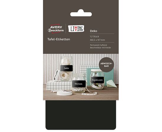 Самоклеящиеся меловые этикетки Living [62018] (черные, 48.5x97 мм) фотография 3