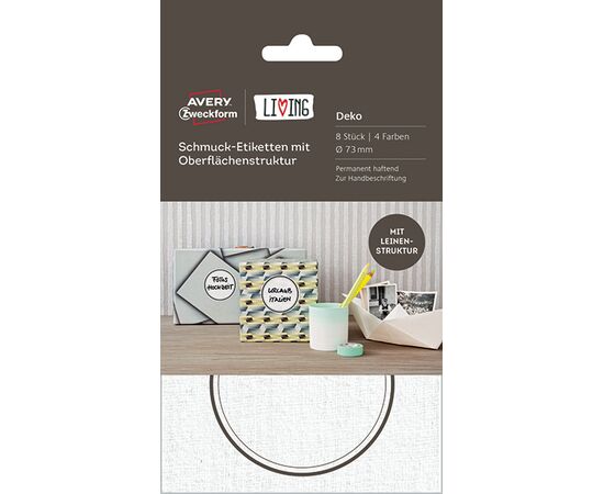 Самоклеящиеся этикетки Living [62019] для декора (белые, Ø73 мм) фотография 4