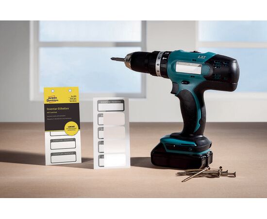 Самоламинирующиеся инвентарные этикетки [6901] (белые с черной рамкой, 50х20 мм) фотография 6