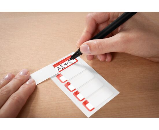 Самоламинирующиеся инвентарные этикетки [6902] (белые с красной рамкой, 50х20 мм) фотография 4