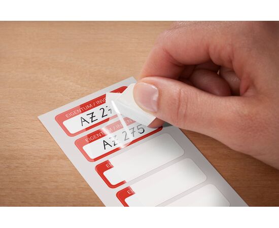 Самоламинирующиеся инвентарные этикетки [6902] (белые с красной рамкой, 50х20 мм) фотография 5Самоламинирующиеся инвентарные этикетки [6902] (белые с красной рамкой, 50х20 мм) фотография 6