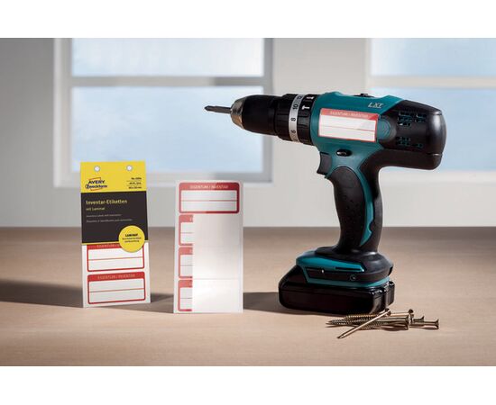 Самоламинирующиеся инвентарные этикетки [6904] (белые с красной рамкой 60х30 мм) фотография 6