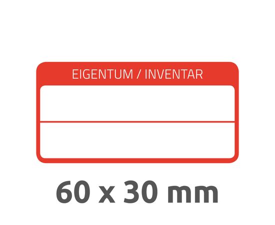 Самоламинирующиеся инвентарные этикетки [6904] (белые с красной рамкой 60х30 мм) фотография 3