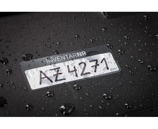 Полиэстерные инвентарные этикетки [6905] (серебристые с черной рамкой, 50х20 мм) фотография 4