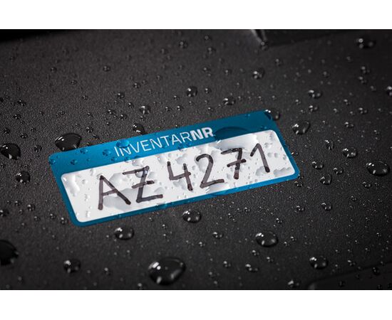 Полиэстерные инвентарные этикетки [6906] (серебристые с голубой рамкой, 50х20 мм) фотография 4