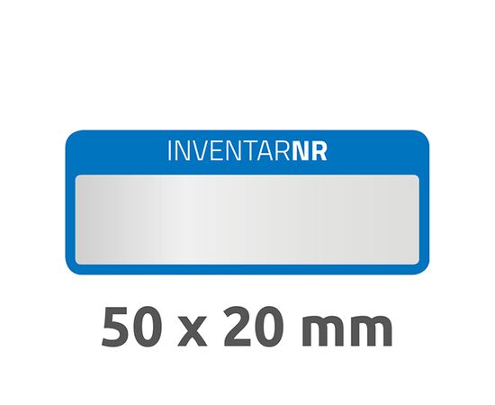 Полиэстерные инвентарные этикетки [6906] (серебристые с голубой рамкой, 50х20 мм) фотография 3