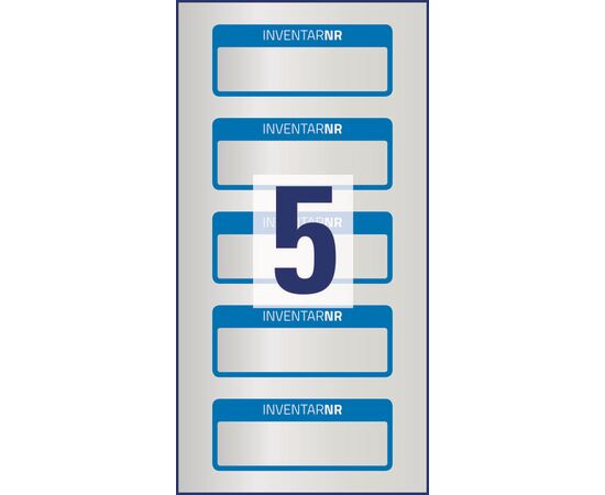 Полиэстерные инвентарные этикетки [6906] (серебристые с голубой рамкой, 50х20 мм) фотография 2