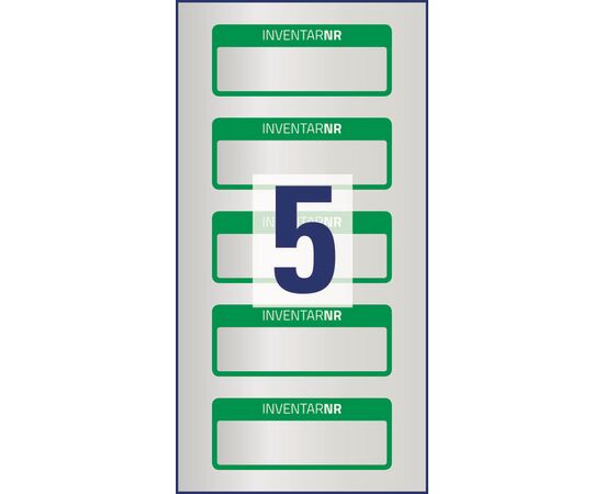 Полиэстерные инвентарные этикетки [6908] (серебристые с зеленой рамкой, 50х20 мм) фотография 2