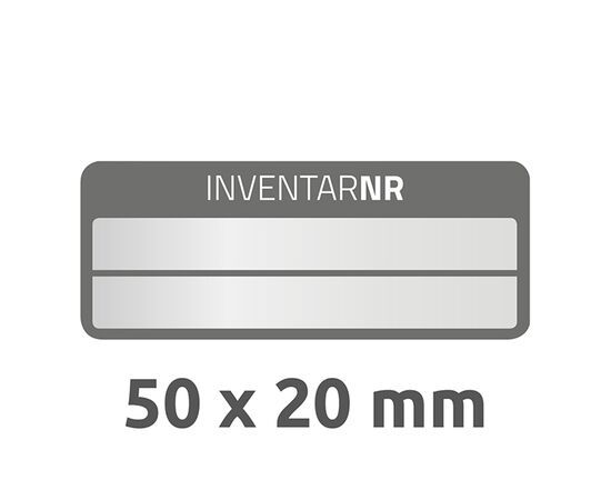 Полиэстерные инвентарные этикетки [6909] (серебристые с черной рамкой, 50х20 мм) фотография 3