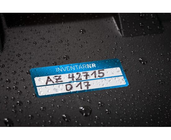 Полиэстерные инвентарные этикетки [6910] (серебристые с голубой рамкой, 50х20 мм) фотография 4