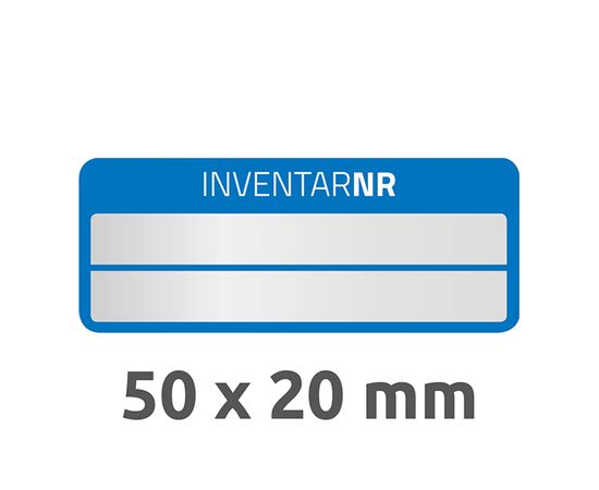 Полиэстерные инвентарные этикетки [6910] (серебристые с голубой рамкой, 50х20 мм) фотография 3