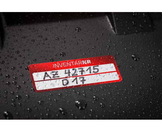 Полиэстерные инвентарные этикетки [6911] (серебристые с красной рамкой, 50х20 мм) фотография 4