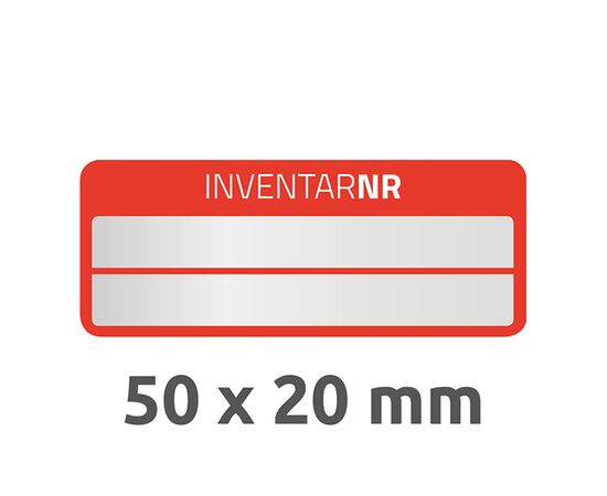 Полиэстерные инвентарные этикетки [6911] (серебристые с красной рамкой, 50х20 мм) фотография 3
