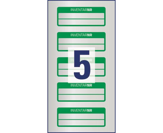 Полиэстерные инвентарные этикетки [6912] (серебристые с зеленой рамкой, 50х20 мм) фотография 2