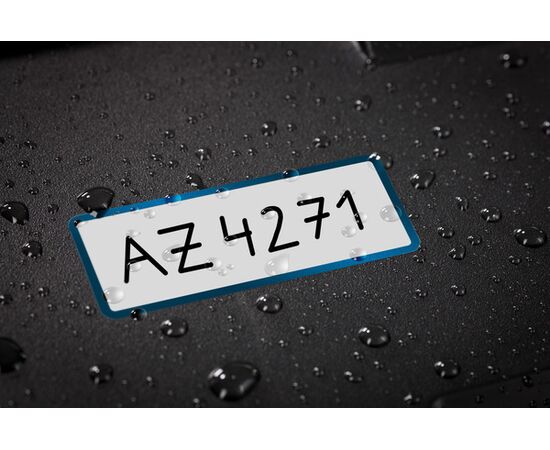 Полиэстерные инвентарные этикетки [6914] (серебристые с голубой рамкой, 50х20 мм) фотография 4