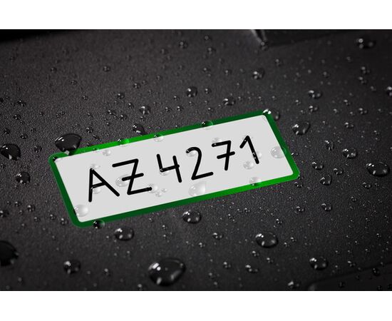 Полиэстерные инвентарные этикетки [6916] (серебристые с зеленой рамкой, 50х20 мм) фотография 4