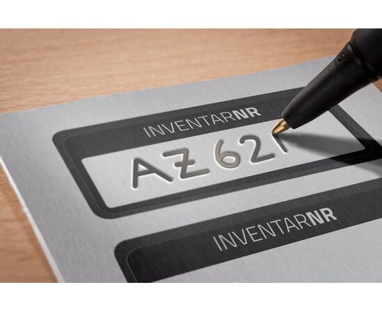 Алюминиевые инвентарные этикетки [6920] (серебристые с черной рамкой, 50х20 мм) фотография 4