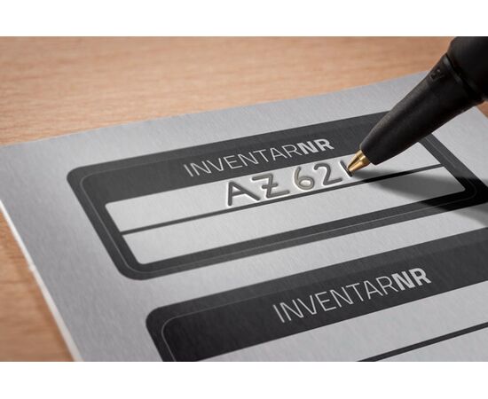 Алюминиевые инвентарные этикетки [6921] (серебристые с черной рамкой, 50х20 мм) фотография 4