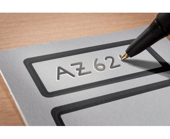 Алюминиевые инвентарные этикетки [6922] (серебристые с черной рамкой, 50х20 мм) фотография 4