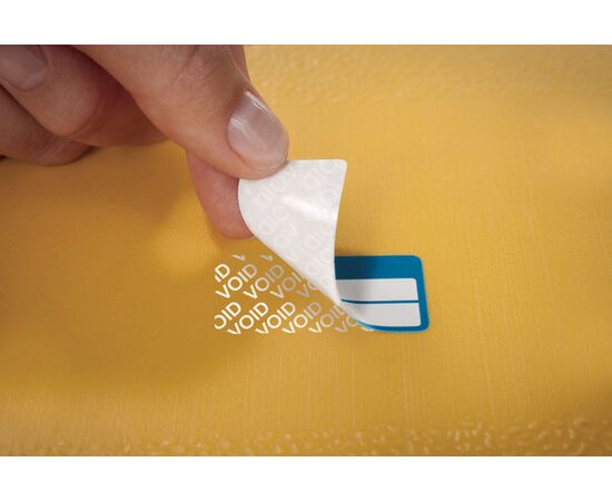 Инвентарные этикетки-пломбы [6924] (белые с голубой рамкой, 50х20 мм) фотография 4