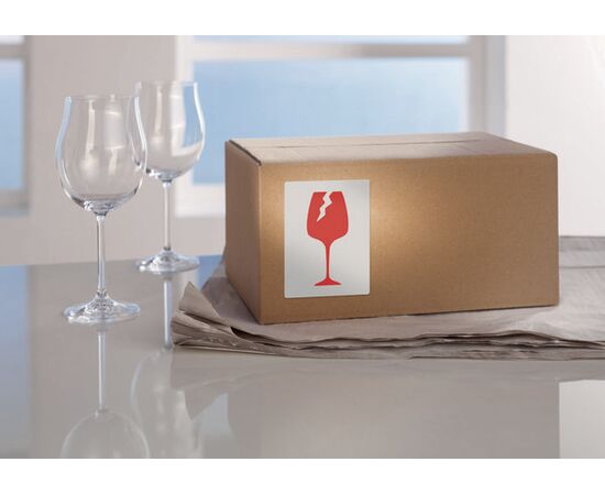 Самоклеящиеся этикетки [7251] предупреждающие «осторожно хрупкое» в диспенсере (74х100 мм) фотография 4