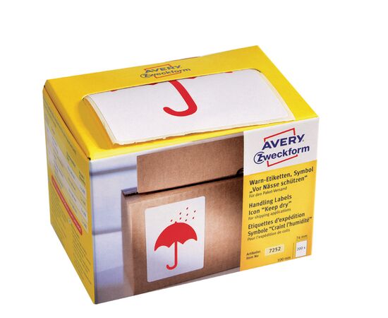 Самоклеящиеся этикетки [7252] предупреждающие «защищать от влаги» в диспенсере (74х100 мм) фотография 3